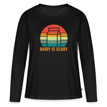 Dairy is Scary - Intolerance Milk Cheese - Women's Premium Organic Long Sleeve Shirt - black - Front - Julia (174cm)