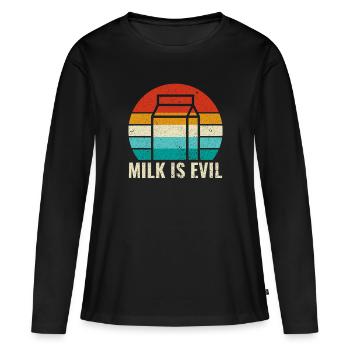 Dairy is Scary - Intolerance Milk Cheese - Women's Premium Organic Long Sleeve Shirt - black - Front - Julia (174cm)