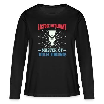 Laktose Intolerant Toiletten - Unverträglichkeit - Frauen Premium Bio Langarmshirt - Schwarz - Vorne - Julia (174cm)