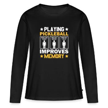 Pickleball Spielen Verbessert Memory Dink Player - Frauen Premium Bio Langarmshirt - Schwarz - Vorne - Julia (174cm)