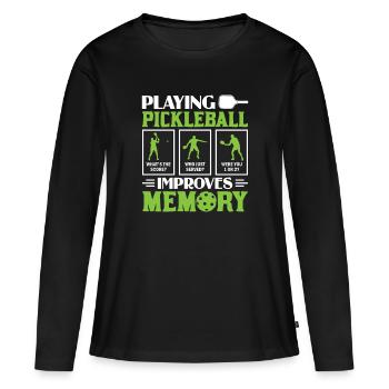 Pickleball Spielen Verbessert Memory Dink Player - Frauen Premium Bio Langarmshirt - Schwarz - Vorne - Julia (174cm)