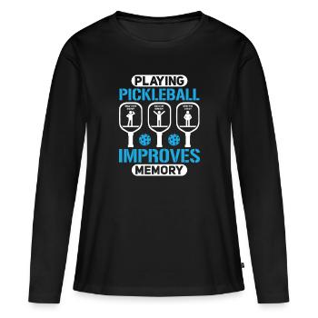 Pickleball Spielen Verbessert Memory Dink Player - Frauen Premium Bio Langarmshirt - Schwarz - Vorne - Julia (174cm)
