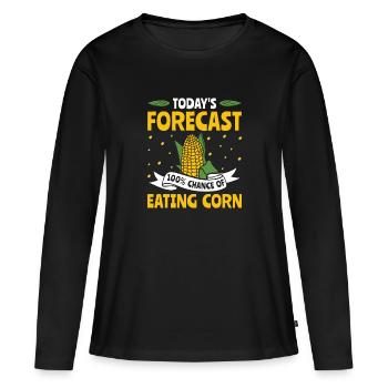 Today's Forecast 100% Eating Corn - Mais Bauer - Women's Premium Organic Long Sleeve Shirt - black - Front - Julia (174cm)