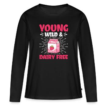 Jung Wild & Lactose-free - Intolerance to milk - Women's Premium Organic Long Sleeve Shirt - black - Front - Julia (174cm)