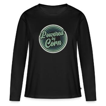 Retro Corn To Be Wild - Corn Farmer Farmer - Women's Premium Organic Long Sleeve Shirt - black - Front - Julia (174cm)