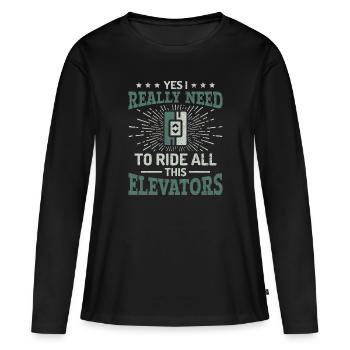 Elevator Mechanic - Aufzug Fahrstuhl Aufzugmonteur - Women's Premium Organic Long Sleeve Shirt - black - Front - Julia (174cm)
