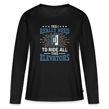 Elevator Mechanic - Aufzug Fahrstuhl Aufzugmonteur - Women's Premium Organic Long Sleeve Shirt - black - Front - Julia (174cm)
