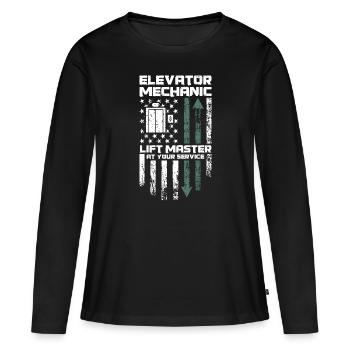 Elevator Mechanic - Aufzug Fahrstuhl Aufzugmonteur - Women's Premium Organic Long Sleeve Shirt - black - Front - Julia (174cm)