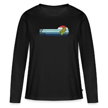 Retro Ask Me About My Corn - Corn Farmer Farmer - Women's Premium Organic Long Sleeve Shirt - black - Front - Julia (174cm)