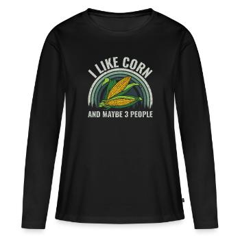 I like Corn and maybe 3 People - Mais Bauer - Women's Premium Organic Long Sleeve Shirt - black - Front - Julia (174cm)
