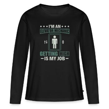 Elevator Mechanic - Aufzug Fahrstuhl Aufzugmonteur - Women's Premium Organic Long Sleeve Shirt - black - Front - Julia (174cm)