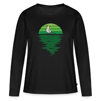 Cockatiel rétro - Cockatiel Bird Lover - T-shirt manches longues Premium bio Femme - noir - Devant - Julia (174cm)