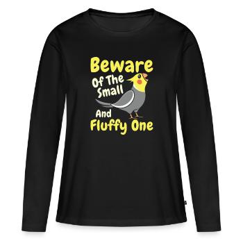 Méfiez-vous du Fluffy One - Cockatiel - T-shirt manches longues Premium bio Femme - noir - Devant - Julia (174cm)