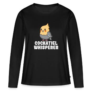 Méfiez-vous du Fluffy One - Cockatiel - T-shirt manches longues Premium bio Femme - noir - Devant - Julia (174cm)
