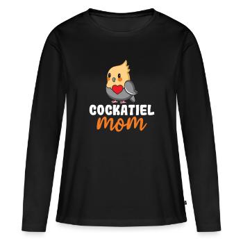 Cockatiel Mom - Amoureux des oiseaux cockatiel - T-shirt manches longues Premium bio Femme - noir - Devant - Julia (174cm)