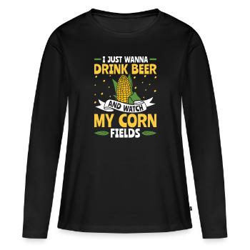 Drink Beer & Watch Cornfields - Mais Bauer - Women's Premium Organic Long Sleeve Shirt - black - Front - Julia (174cm)