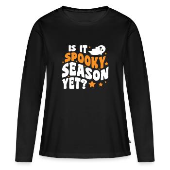 Is It Spooky Season Yet? - Halloween Kürbis - Frauen Premium Bio Langarmshirt - Schwarz - Vorne - Julia (174cm)