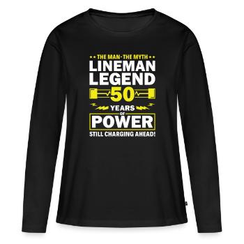 Lineman Legend - Celebrating 50 Years of Power! - Women's Premium Organic Long Sleeve Shirt - black - Front - Julia (174cm)