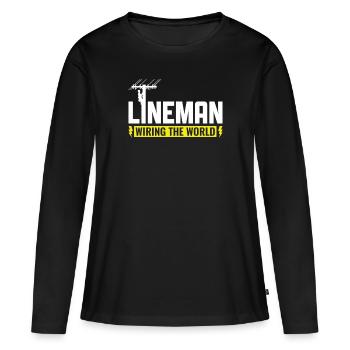 Lineman Wiring the World Electrician - Women's Premium Organic Long Sleeve Shirt - black - Front - Julia (174cm)