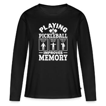 Pickleball Spielen Verbessert Memory Dink Player - Frauen Premium Bio Langarmshirt - Schwarz - Vorne - Julia (174cm)