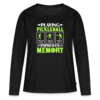 Pickleball Spielen Verbessert Memory Dink Player - Frauen Premium Bio Langarmshirt - Schwarz - Vorne - Julia (174cm)