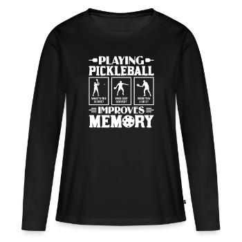 Pickleball Spielen Verbessert Memory Dink Player - Frauen Premium Bio Langarmshirt - Schwarz - Vorne - Julia (174cm)