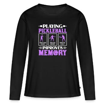 Pickleball Spielen Verbessert Memory Dink Player - Frauen Premium Bio Langarmshirt - Schwarz - Vorne - Julia (174cm)