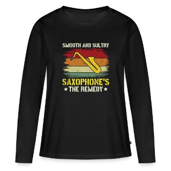 Blow Away the Blues with Saxophone Hues - Jazz - Women's Premium Organic Long Sleeve Shirt - black - Front - Julia (174cm)