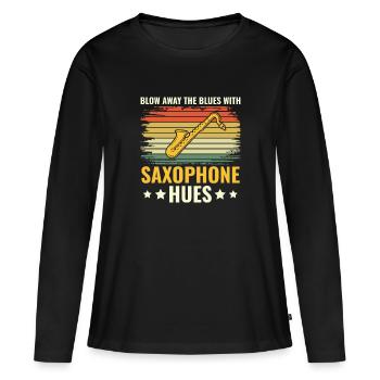 Blow Away the Blues with Saxophone Hues - Jazz - Women's Premium Organic Long Sleeve Shirt - black - Front - Julia (174cm)