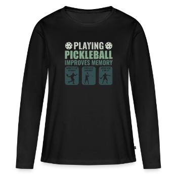 Pickleball Play Improves Memory Dink Player - Women's Premium Organic Long Sleeve Shirt - black - Front - Julia (174cm)