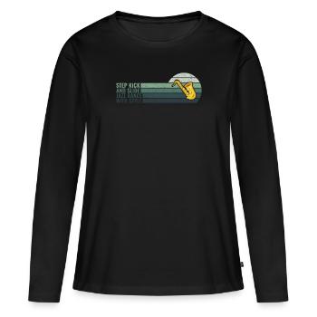 Step Kick and Slide Jazz Dance with Style - Jazz - Frauen Premium Bio Langarmshirt - Schwarz - Vorne - Julia (174cm)