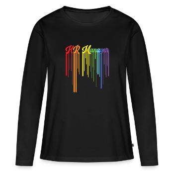Retro HR Manager Rainbow Text - HR Management - Women's Premium Organic Long Sleeve Shirt - black - Front - Julia (174cm)