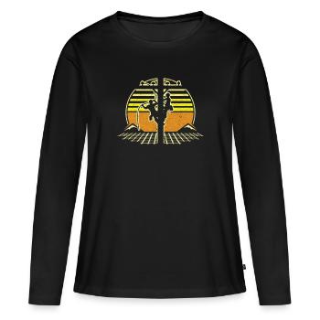 Retro Elektroinstallateur - Leitungsmonteur - Frauen Premium Bio Langarmshirt - Schwarz - Vorne - Julia (174cm)