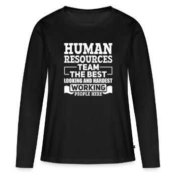 L’équipe la plus belle des ressources humaines - Gestion des ressources humaines - T-shirt manches longues Premium bio Femme - noir - Devant - Julia (174cm)