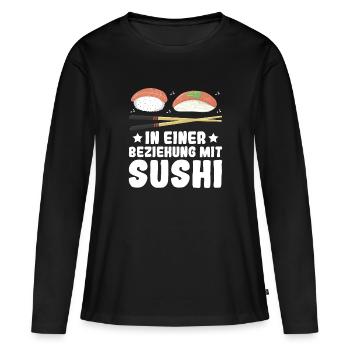 In einer Beziehung mit Sushi - Japan Sushi Fans - Frauen Premium Bio Langarmshirt - Schwarz - Vorne - Julia (174cm)