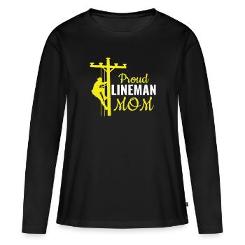 Proud Lineman Mom - Leitungsmonteur - Frauen Premium Bio Langarmshirt - Schwarz - Vorne - Julia (174cm)