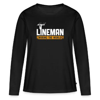 Lineman Wiring the World Electrician - Women's Premium Organic Long Sleeve Shirt - black - Front - Julia (174cm)