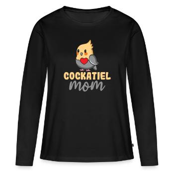 Cockatiel Mom - Amoureux des oiseaux cockatiel - T-shirt manches longues Premium bio Femme - noir - Devant - Julia (174cm)
