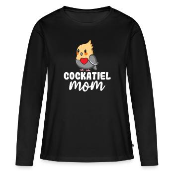 Cockatiel Mom - Amoureux des oiseaux cockatiel - T-shirt manches longues Premium bio Femme - noir - Devant - Julia (174cm)
