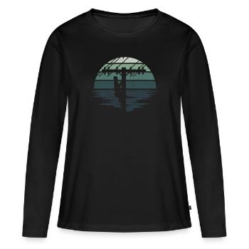 Rétro Electricien - Installateur de câbles - T-shirt manches longues Premium bio Femme - noir - Devant - Julia (174cm)