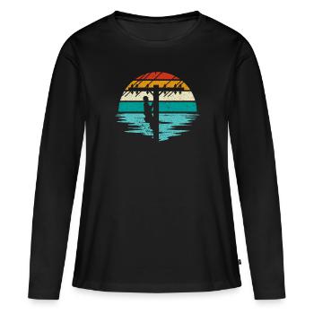 Rétro Electricien - Installateur de câbles - T-shirt manches longues Premium bio Femme - noir - Devant - Julia (174cm)