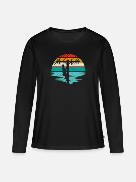 Retro Elektroinstallateur - Leitungsmonteur - Frauen Premium Bio Langarmshirt - Schwarz