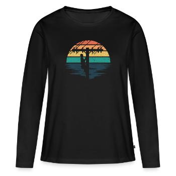 Rétro Electricien - Installateur de câbles - T-shirt manches longues Premium bio Femme - noir - Devant - Julia (174cm)