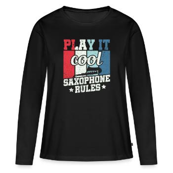 Play it Cool Règles du saxophone - Musiciens de jazz - T-shirt manches longues Premium bio Femme - noir - Devant - Julia (174cm)