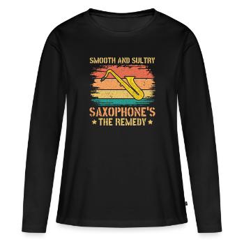 Smooth & Sultry Saxophone's the Remedy - Jazz - Women's Premium Organic Long Sleeve Shirt - black - Front - Julia (174cm)