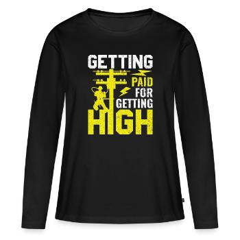 Getting Paid for Getting High - - Women's Premium Organic Long Sleeve Shirt - black - Front - Julia (174cm)