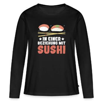 In einer Beziehung mit Sushi - Japan Sushi Fans - Frauen Premium Bio Langarmshirt - Schwarz - Vorne - Julia (174cm)