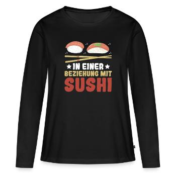 In einer Beziehung mit Sushi - Japan Sushi Fans - Frauen Premium Bio Langarmshirt - Schwarz - Vorne - Julia (174cm)