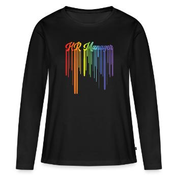 Retro HR Manager Rainbow Text - HR Management - Women's Premium Organic Long Sleeve Shirt - black - Front - Julia (174cm)