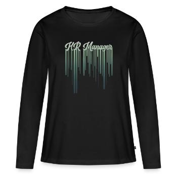 Retro HR Manager Rainbow Text - HR Management - Women's Premium Organic Long Sleeve Shirt - black - Front - Julia (174cm)